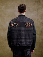 YADcrew Pearl Studded Ethnic Varsity Jacket
