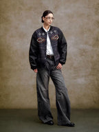 YADcrew Pearl Studded Ethnic Varsity Jacket