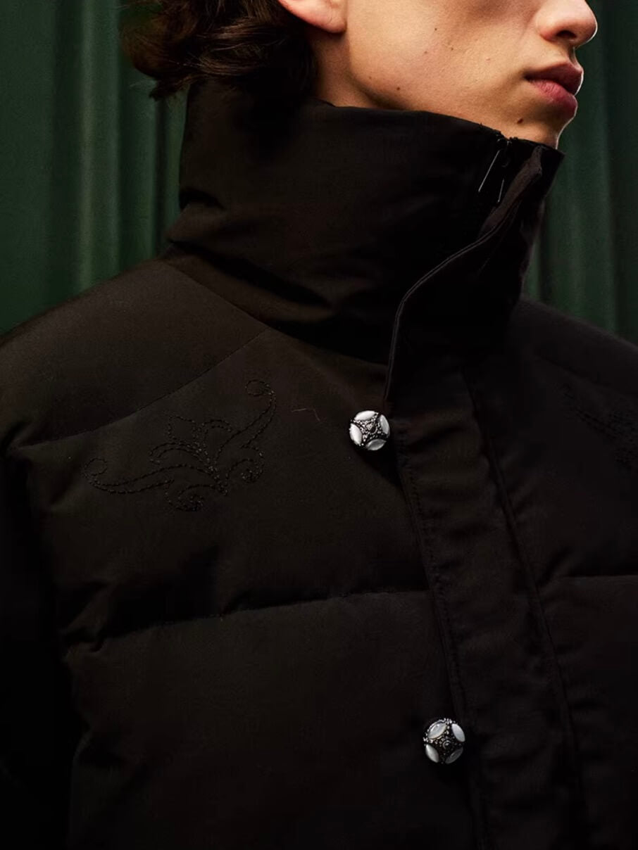 YADcrew Decorative Snap Button Puffer Jacket