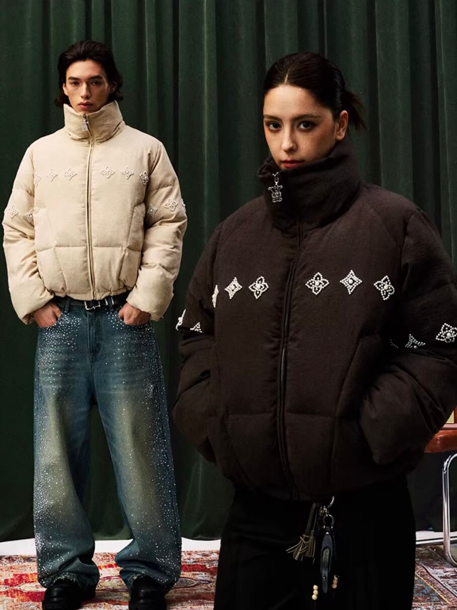 YADcrew Pearl Beaded Puffer Jacket