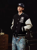 YADcrew x BIPOLAR Embroidered Pearl Beaded Varsity Jacket