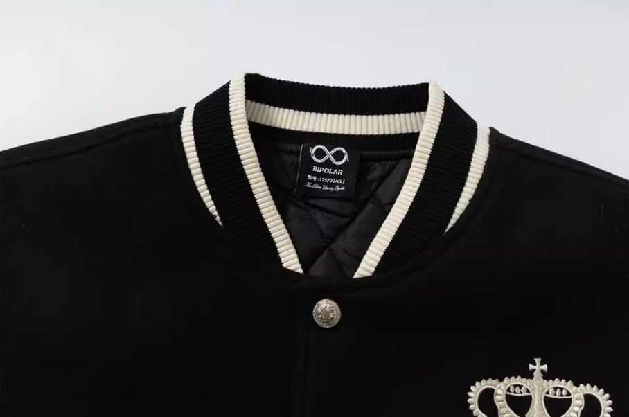 YADcrew x BIPOLAR Embroidered Pearl Beaded Varsity Jacket