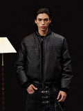 YADcrew Embossed PU Leather Down Jacket