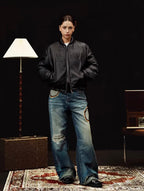 YADcrew Embossed PU Leather Down Jacket
