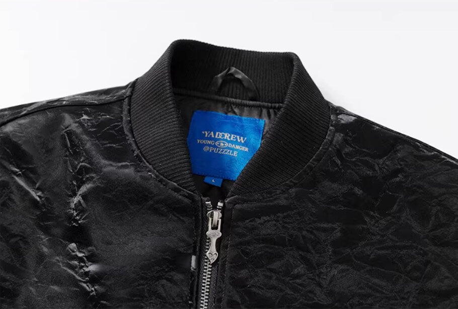 YADcrew Velvet PU Leather Pearl Jewelry Bomber Jacket