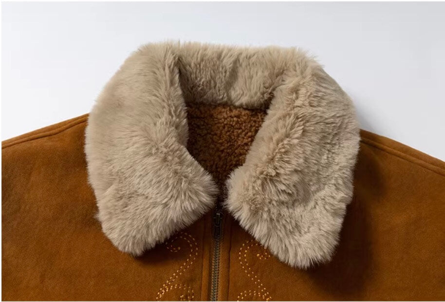 YADcrew Fur Collar Fleece Lined Bomber Jacket