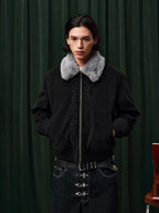 YADcrew Fur Collar Fleece Lined Bomber Jacket