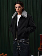 YADcrew Fur Collar Fleece Lined Bomber Jacket