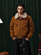 YADcrew Fur Collar Fleece Lined Bomber Jacket