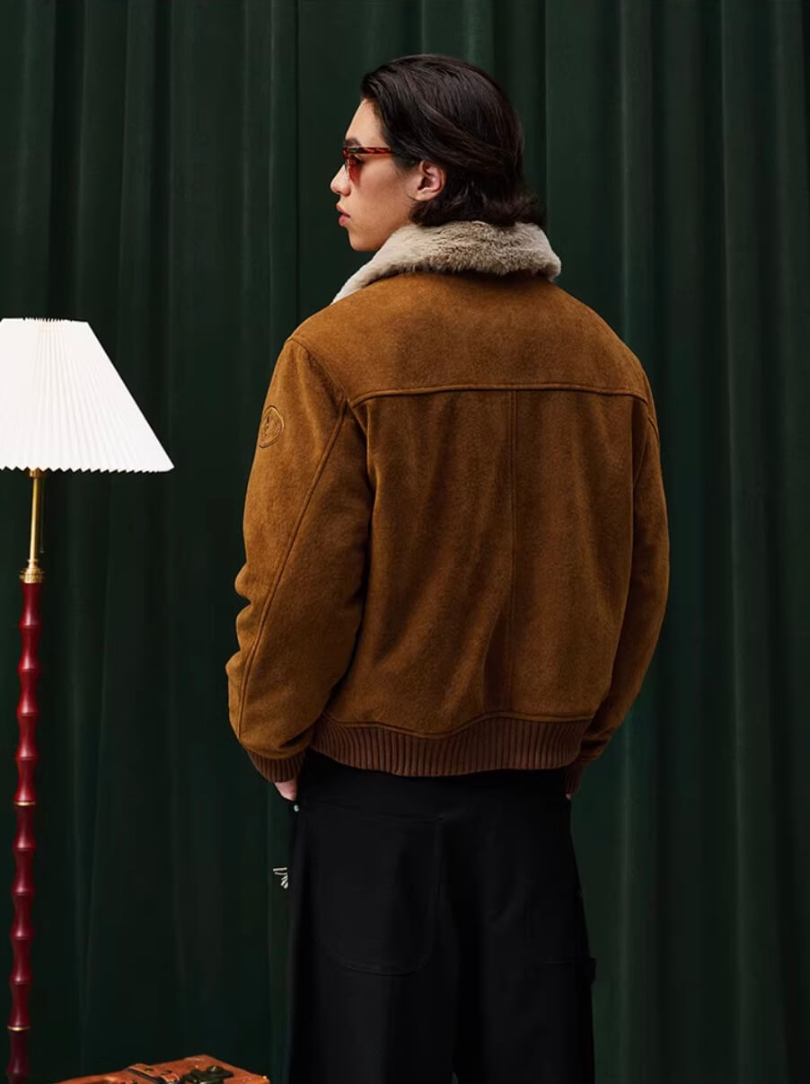 YADcrew Fur Collar Fleece Lined Bomber Jacket