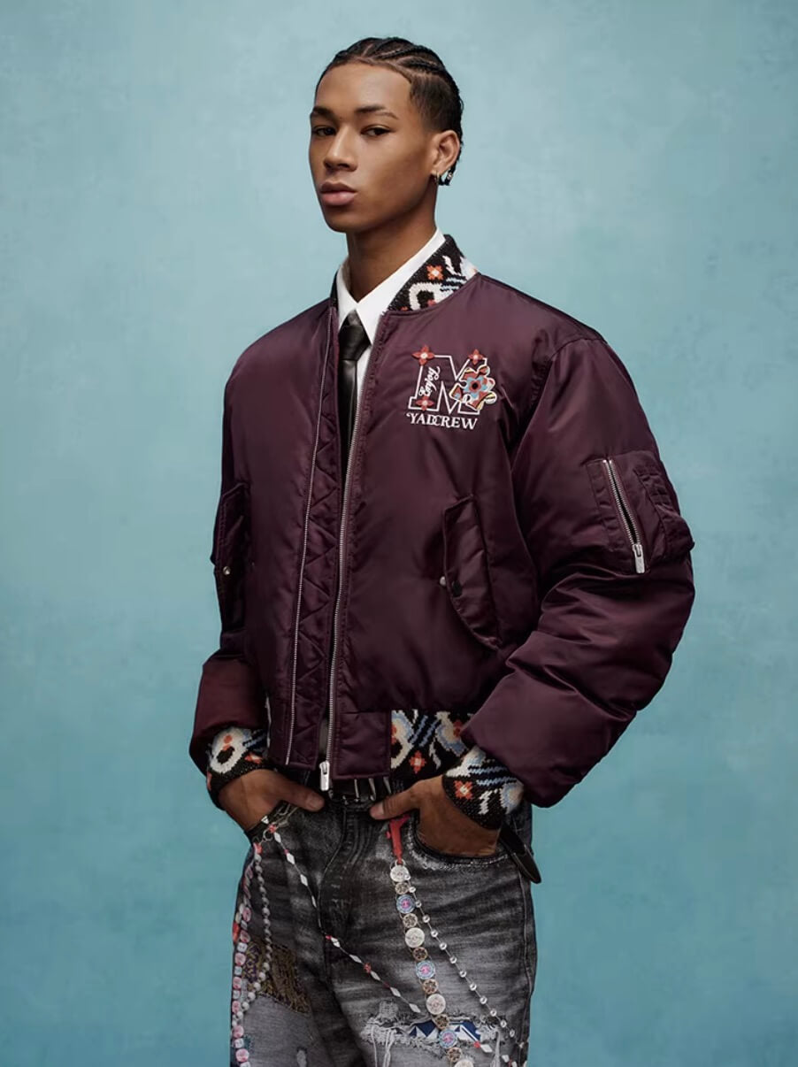 YADcrew x MEDM Ethnic Ribbed MA-1 Bomber Jacket