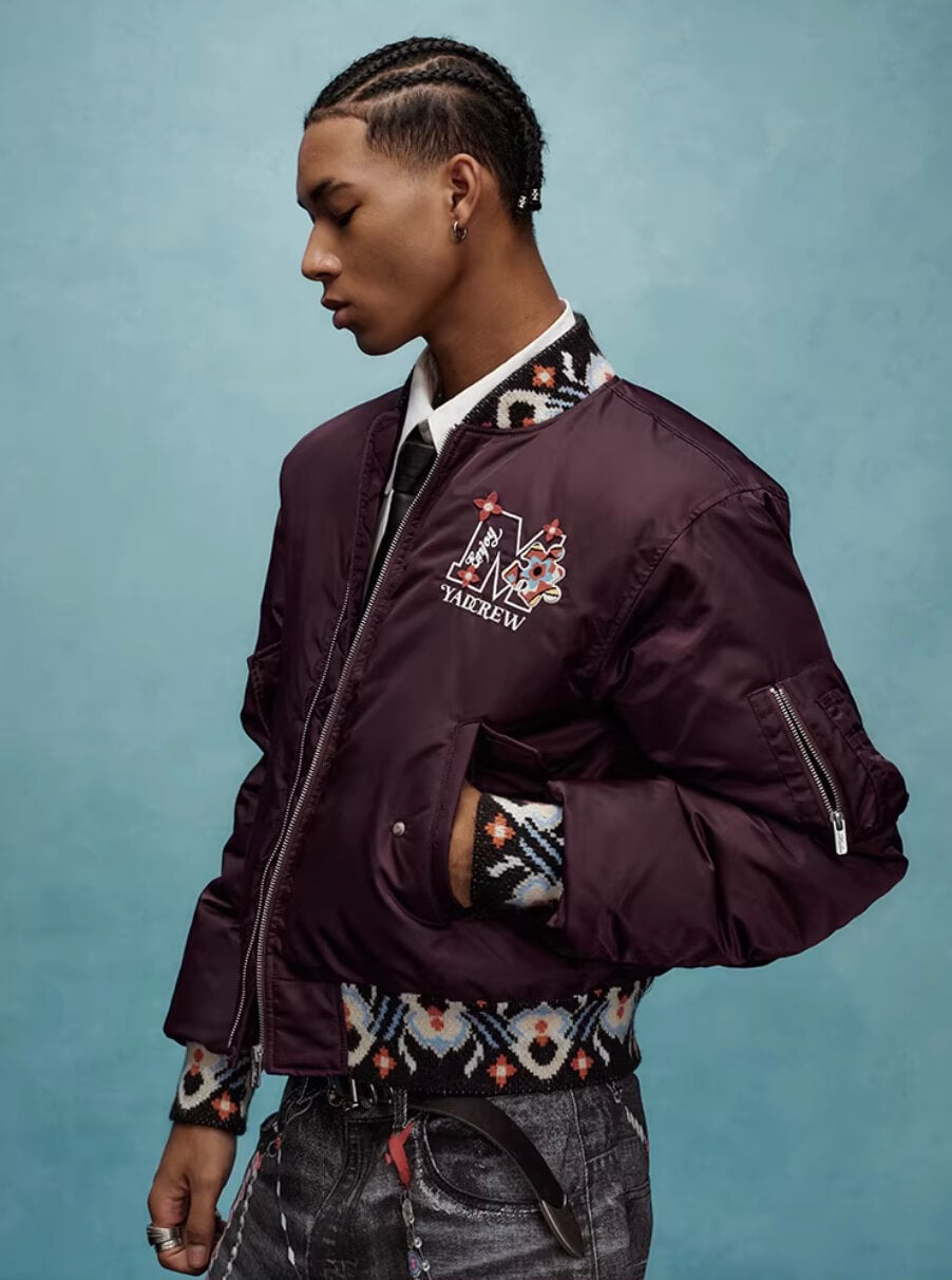 YADcrew x MEDM Ethnic Ribbed MA-1 Bomber Jacket