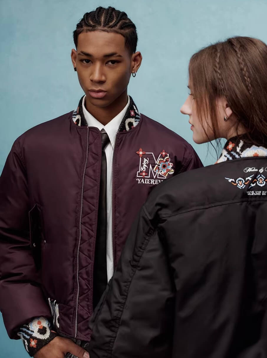YADcrew x MEDM Ethnic Ribbed MA-1 Bomber Jacket