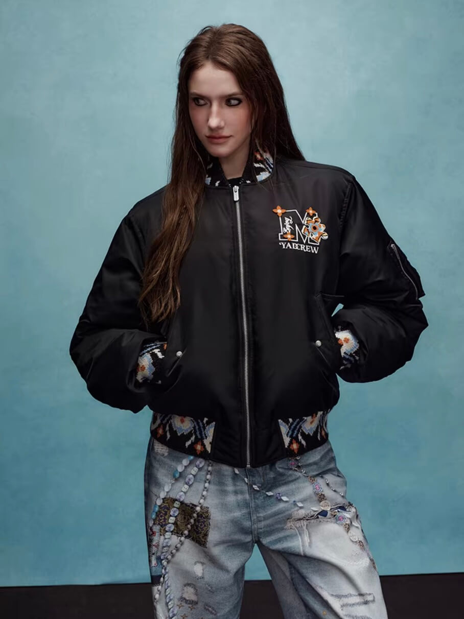 YADcrew x MEDM Ethnic Ribbed MA-1 Bomber Jacket