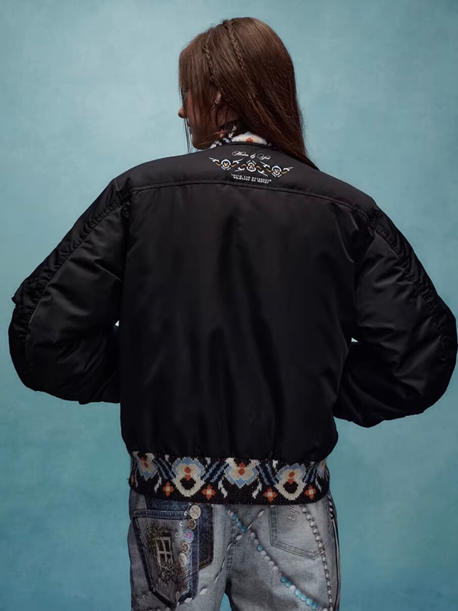 YADcrew x MEDM Ethnic Ribbed MA-1 Bomber Jacket