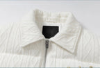 YADcrew x MEDM Cable Knit Pearl Embroidered Puffer Jacket