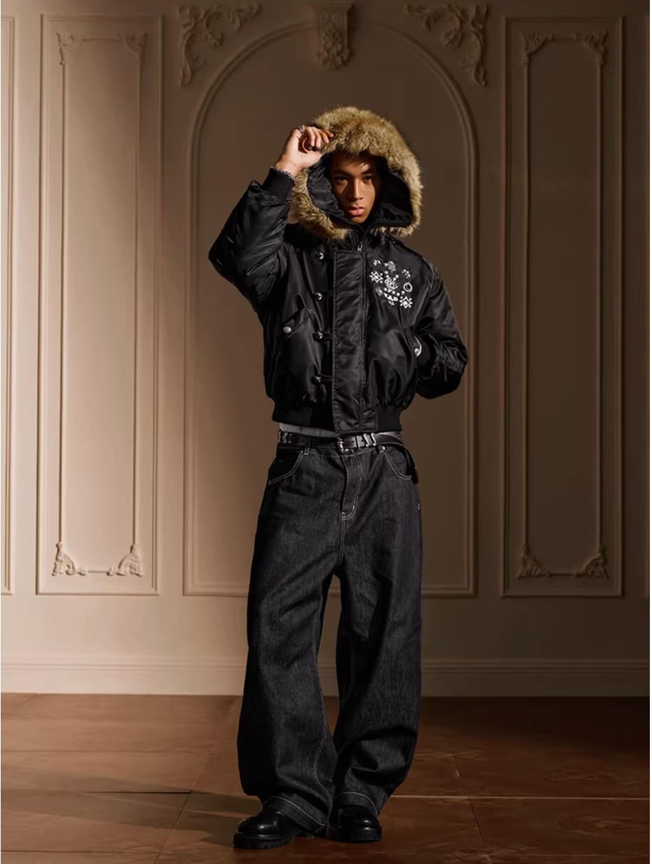 YADcrew Faux Fur Hood N-2B Bomber Jacket