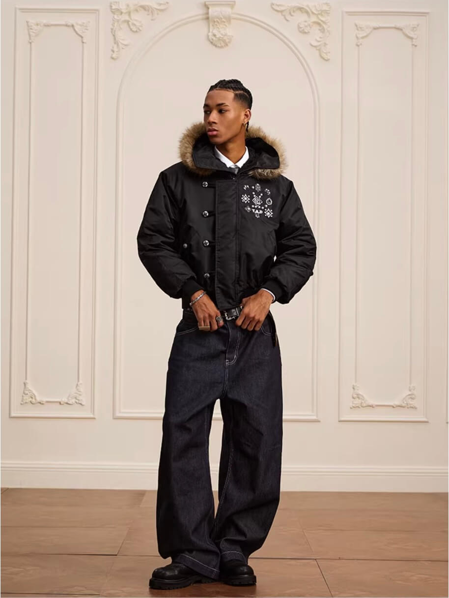 YADcrew Faux Fur Hood N-2B Bomber Jacket