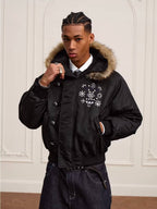 YADcrew Faux Fur Hood N-2B Bomber Jacket