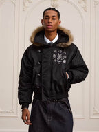 YADcrew Faux Fur Hood N-2B Bomber Jacket
