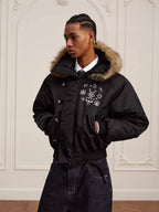 YADcrew Faux Fur Hood N-2B Bomber Jacket