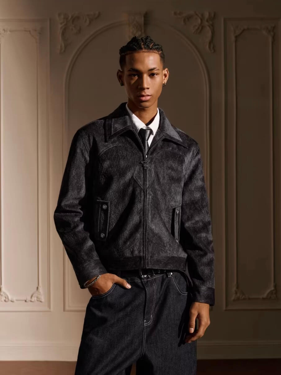 YADcrew Faux Horsehair Racing Jacket