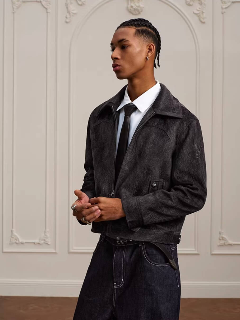 YADcrew Faux Horsehair Racing Jacket