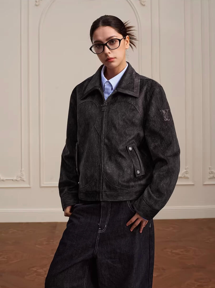 YADcrew Faux Horsehair Racing Jacket