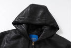 YADcrew Crackle Glitter PU Leather Hooded Jacket