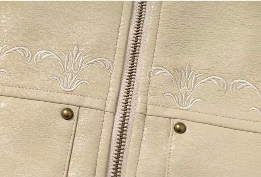 YADcrew Crackle Glitter PU Leather Hooded Jacket
