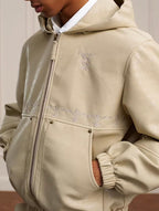 YADcrew Crackle Glitter PU Leather Hooded Jacket
