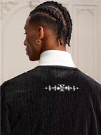 YADcrew Silver Thread Velvet Pearl Track Jacket