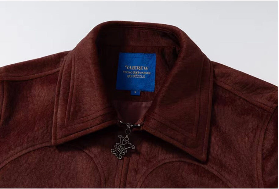 YADcrew Red Faux Horsehair Racing Jacket