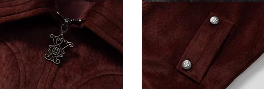 YADcrew Red Faux Horsehair Racing Jacket