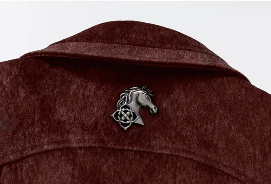 YADcrew Red Faux Horsehair Racing Jacket