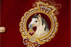 YADcrew Horse Sequin Pearl Embroidered Varsity Jacket