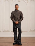 YADcrew Washed PU Leather Racing Jacket