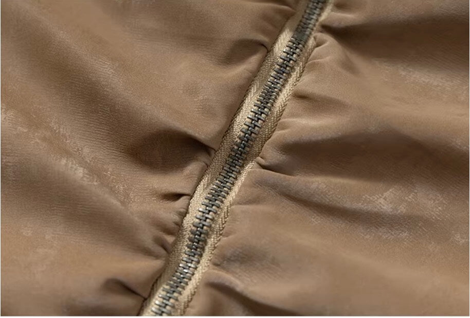 YADcrew Pleated Front Velvet PU Leather Jacket