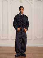 YADcrew Pleated Front Velvet PU Leather Jacket