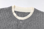 YADcrew Cable Knit Crew Neck Cardigan