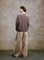 YADcrew Cable Knit Crew Neck Cardigan