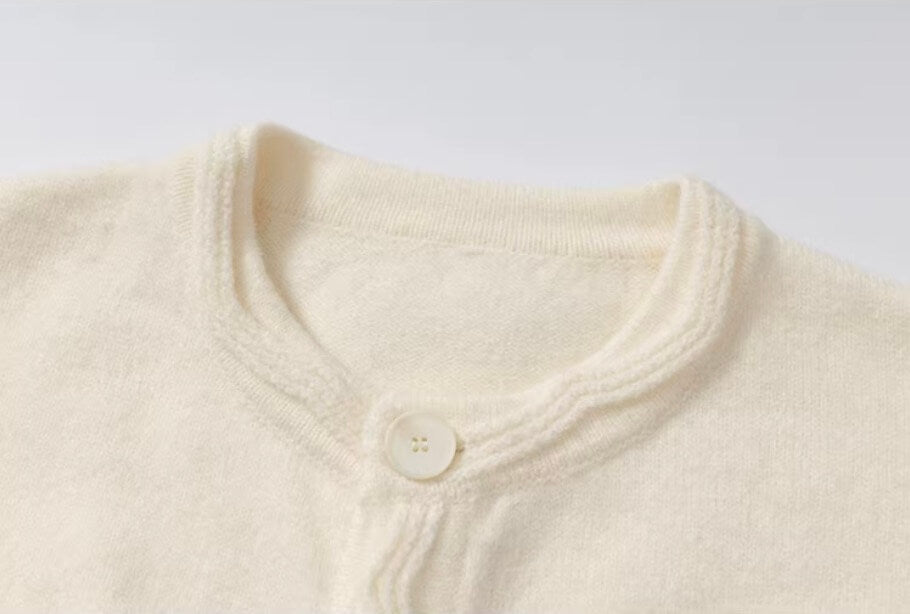 YADcrew Pearl Embellished Jacquard Knit Crew Neck Cardigan
