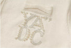 YADcrew Pearl Embellished Jacquard Knit Crew Neck Cardigan