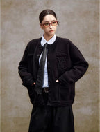 YADcrew Pearl Embellished Jacquard Knit Crew Neck Cardigan