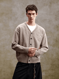 YADcrew Cable Rib V Neck Embroidered Knit Cardigan