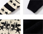 YADcrew Star Horse Angel Jacquard Knit Cowichan Cardigan
