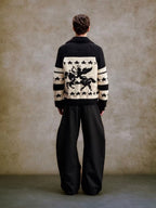YADcrew Star Horse Angel Jacquard Knit Cowichan Cardigan