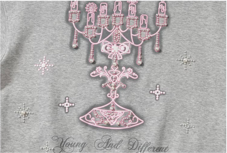 YADcrew Pearl Embellished Candlestick Hoodie