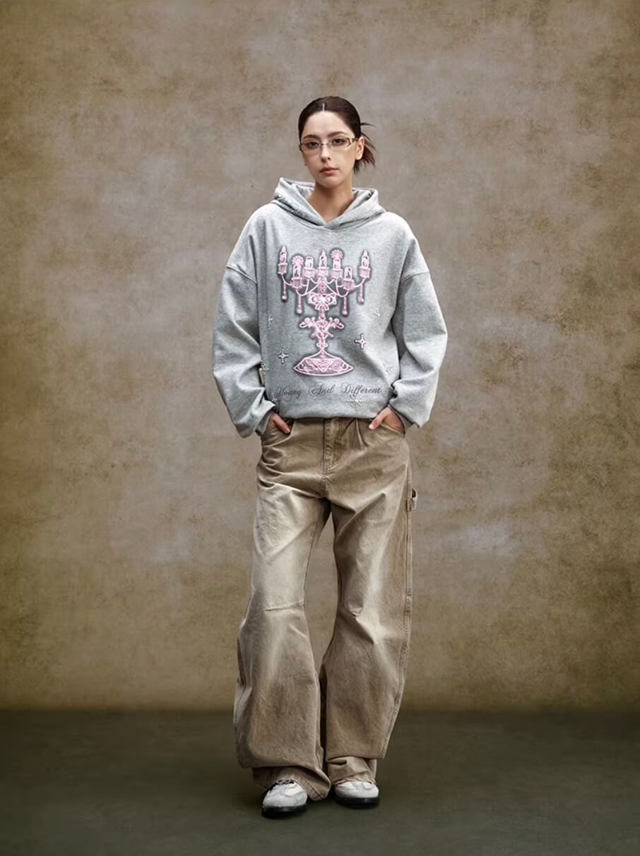 YADcrew Pearl Embellished Candlestick Hoodie