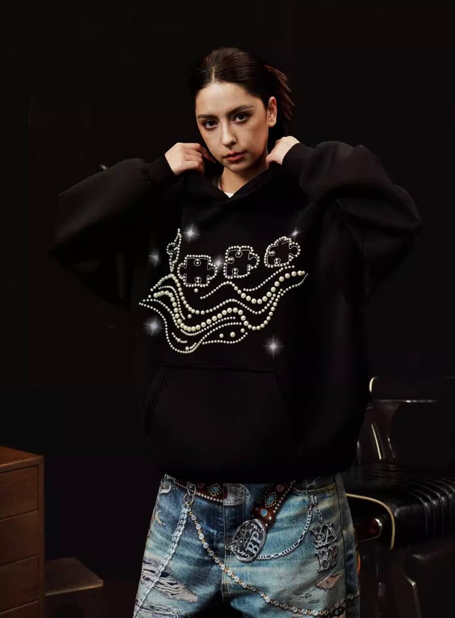 YADcrew x BIPOLAR Puzzle Pearl Embroidered Hoodie